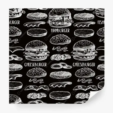 Fotomural patrón de hamburguesas estilo pizarra – Pixers®