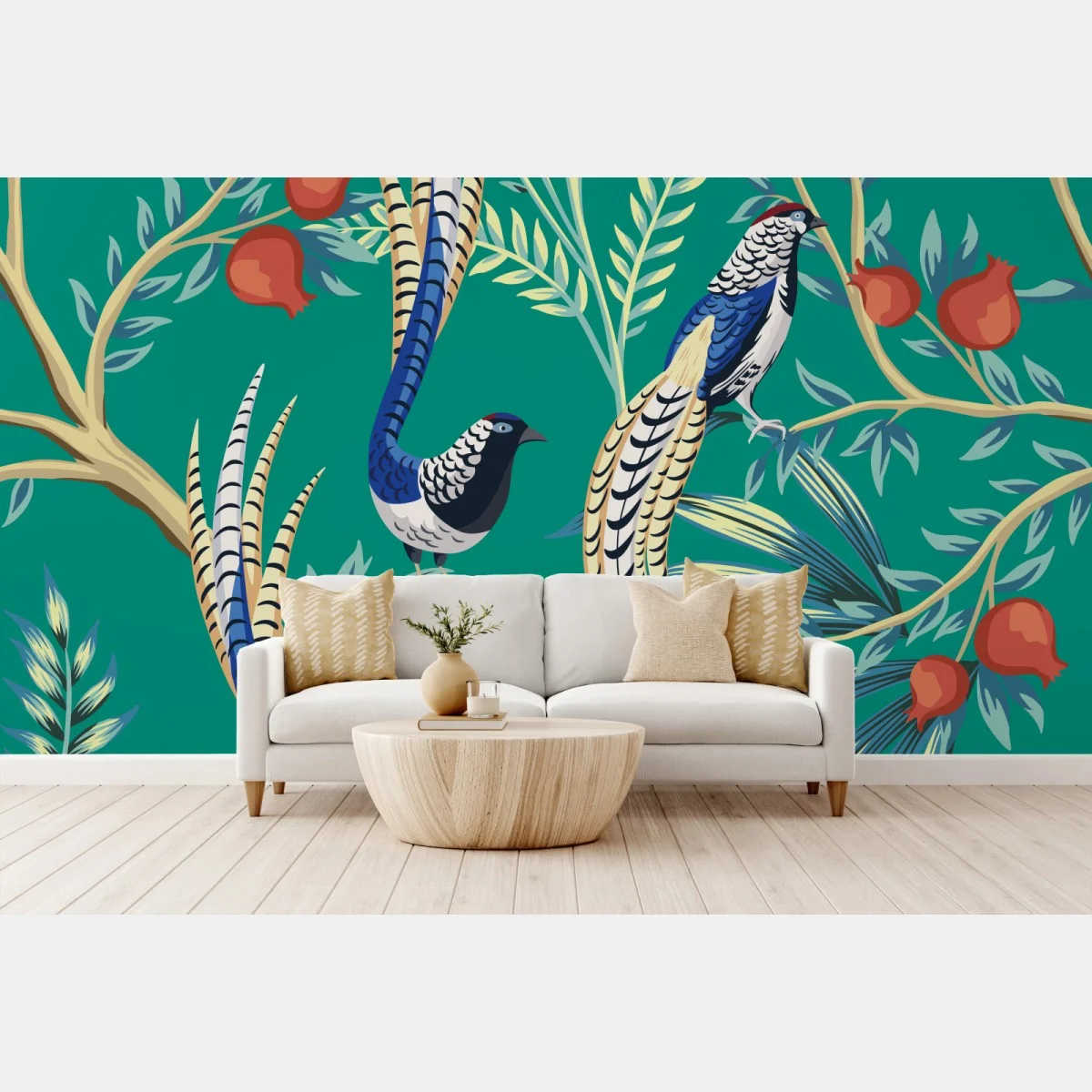 Fotomural estampado tropical con faisanes y granadas – Pixers® Fotomural estampado tropical con faisanes y granadas – Pixers®