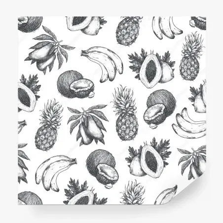 Fotomural patrón de frutas tropicales en estilo boceto – Pixers®