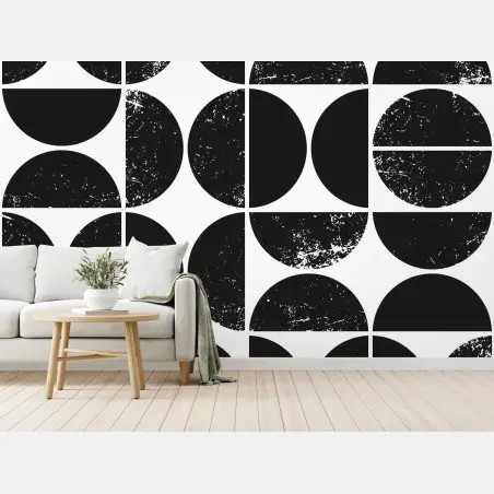 Fotomural patrón geométrico de círculos con textura envejecida – Pixers®