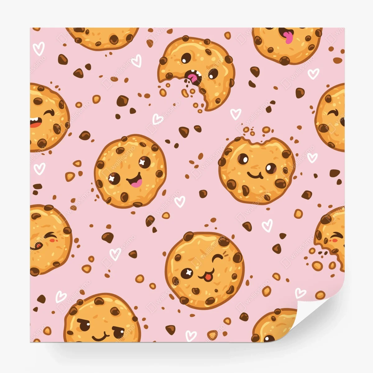 Fotomural patrón de galletas kawaii sobre fondo rosa – Pixers®