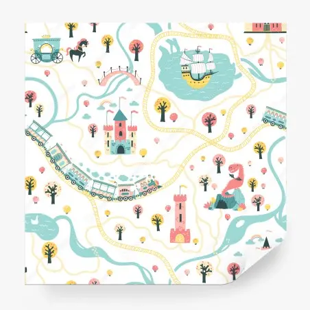 Fotomural mapa de cuento de hadas en colores pastel – Pixers®