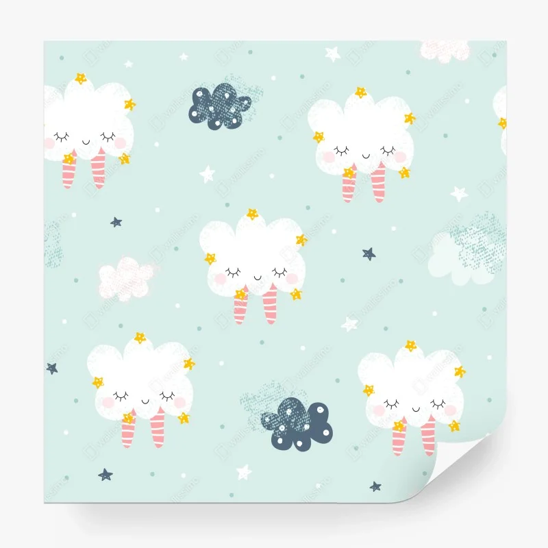 Fotomural nubes sonrientes en tonos pastel