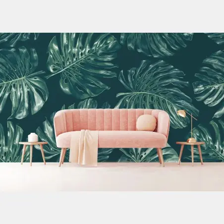 Fotomural patrón de hojas de monstera en tonos verdes – Pixers®