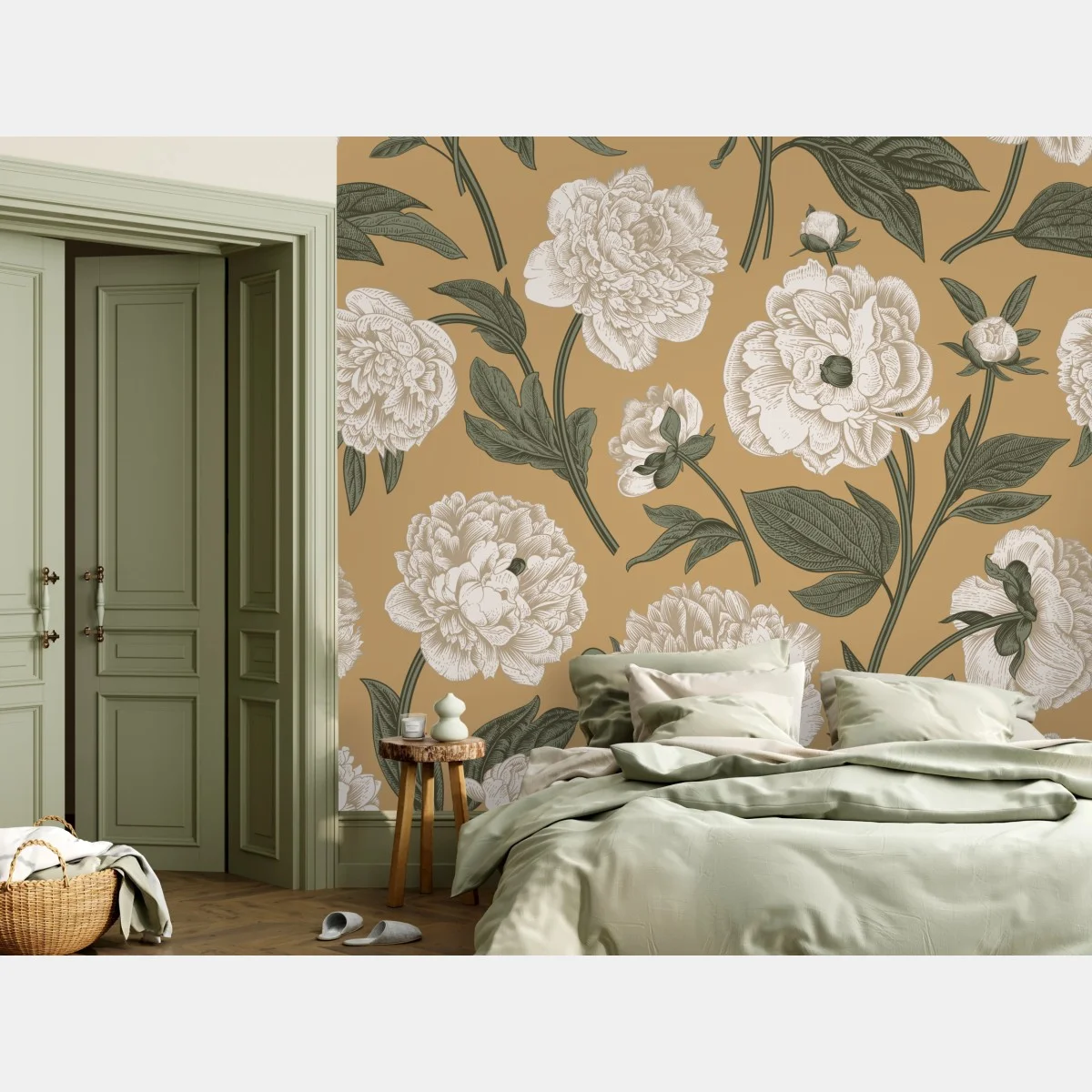 Fotomural estampado botánico de peonías sobre fondo beige – Pixers® Fotomural estampado botánico de peonías sobre fondo beige – Pixers®