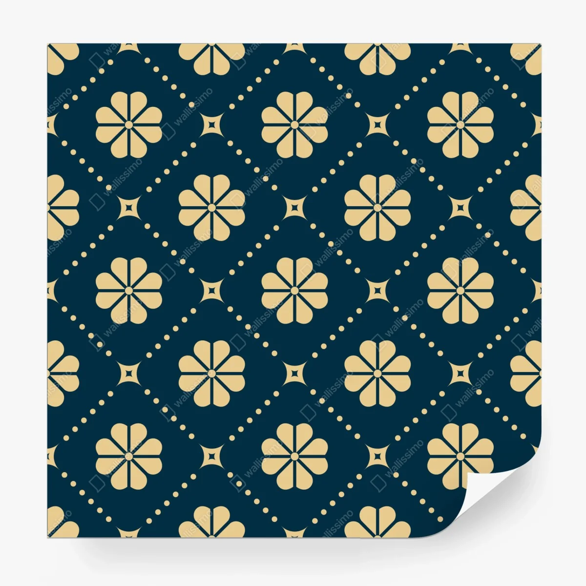 Fotomural patrón floral geométrico en azul marino y crema – Pixers® Fotomural patrón floral geométrico en azul marino y crema – Pixers®