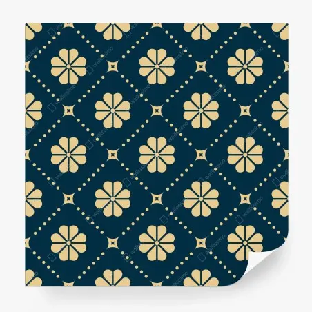 Fotomural patrón floral geométrico en azul marino y crema – Pixers®