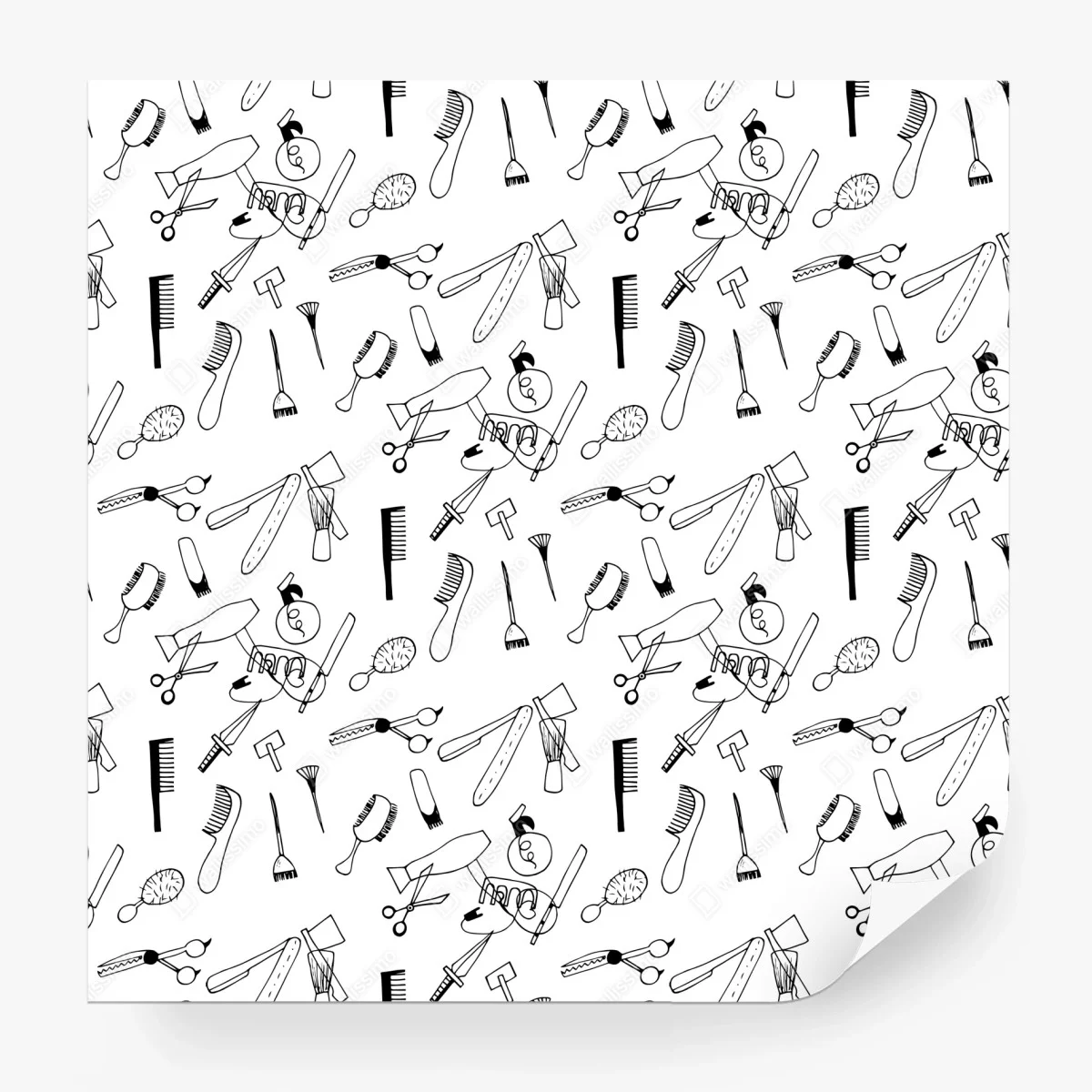 Fotomural patrón de herramientas de peluquería en blanco y negro – Pixers® Fotomural patrón de herramientas de peluquería en blanco y negro – Pixers®