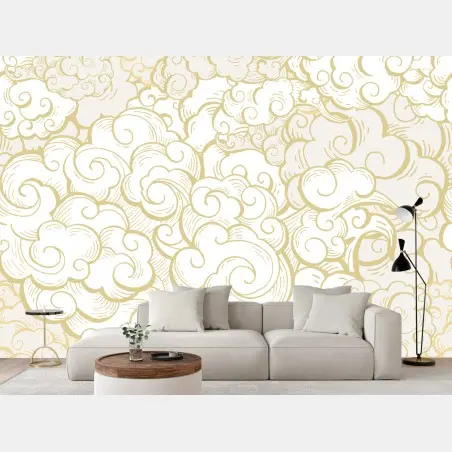 Fotomural patrón de nubes doradas estilo ornamental – Pixers®