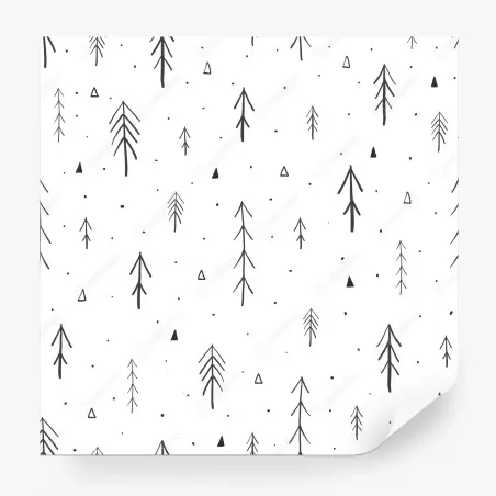 Fotomural patrón de pinos minimalista en blanco y negro – Pixers®