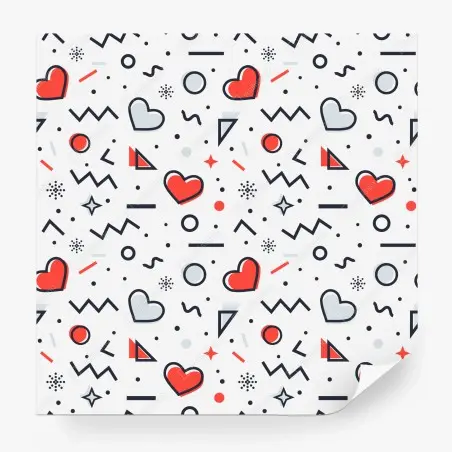 Fotomural patrón de corazones y formas geométricas estilo memphis – Pixers®