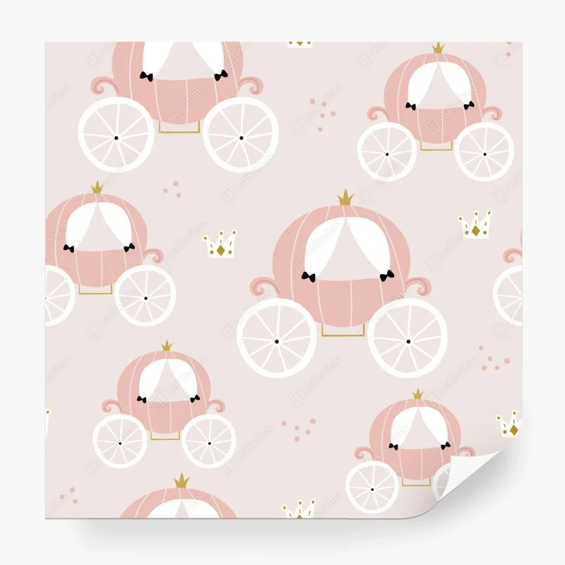 Fotomural carruajes de princesa en rosa suave