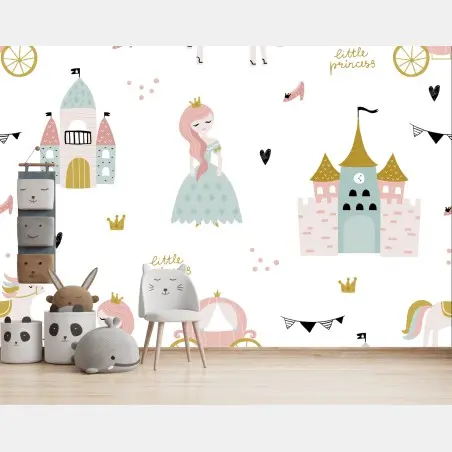 Fotomural mural infantil de princesa y castillos – Pixers®