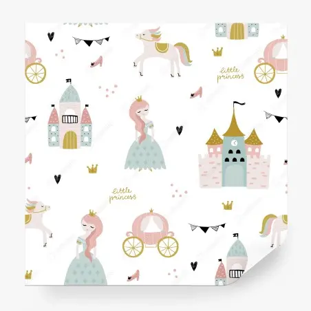 Fotomural mural infantil de princesa y castillos – Pixers®