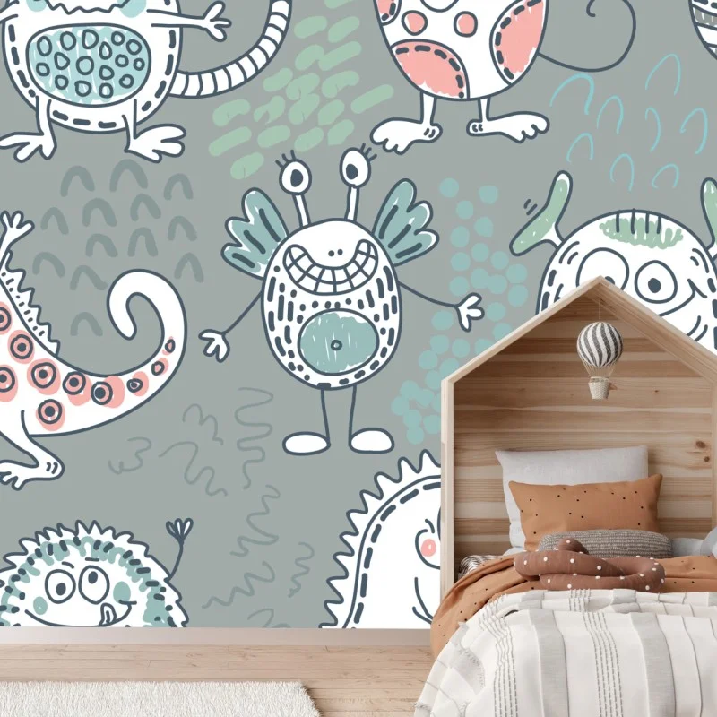 Fotomural monstruos alegres para cuarto infantil