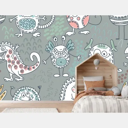 Fotomural monstruos alegres para cuarto infantil – Pixers®