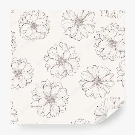 Fotomural ilustración floral lineal sobre fondo neutro – Pixers®