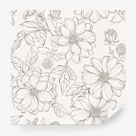 Fotomural estampado floral delicado en blanco y negro – Pixers®