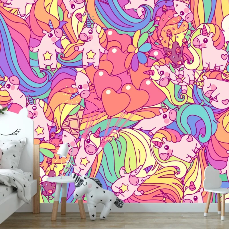 Fotomural mundo de unicornios y arcoíris encantados