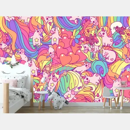 Fotomural mundo de unicornios y arcoíris encantados – Pixers®