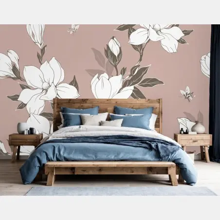 Fotomural fondo floral de magnolias en rosa empolvado – Pixers®