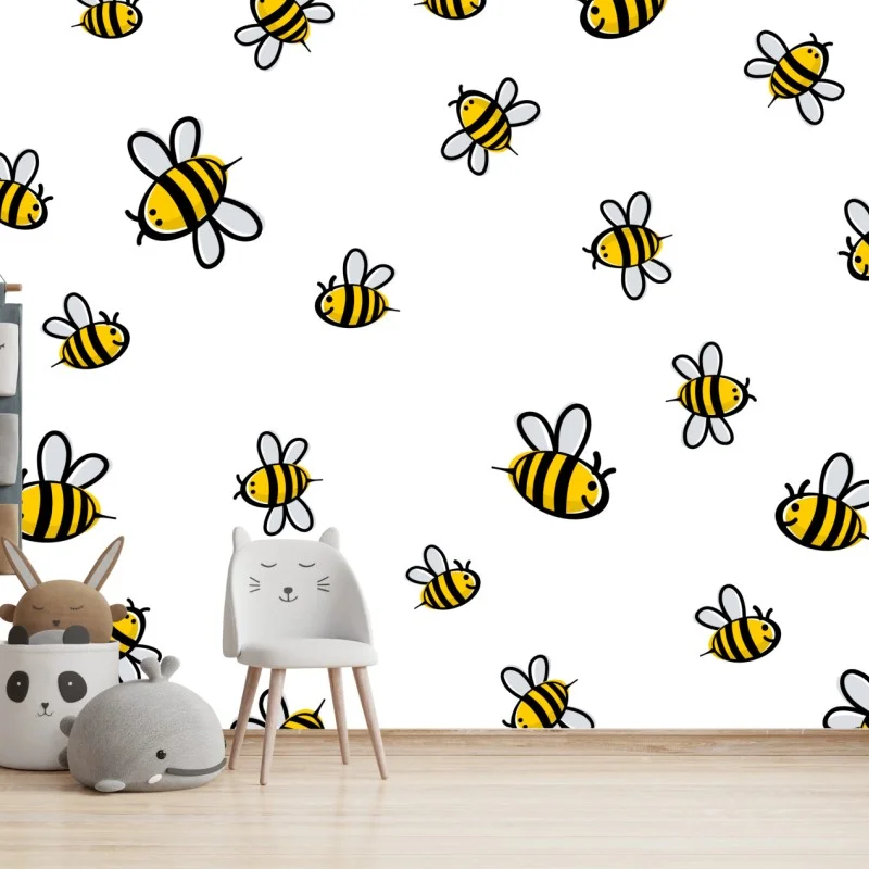 Fotomural patrón de abejas juguetonas