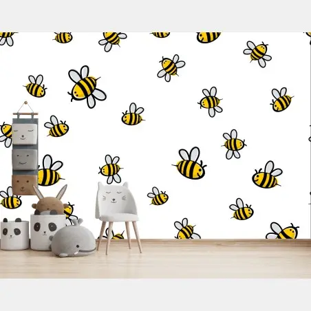 Fotomural patrón de abejas juguetonas – Pixers®