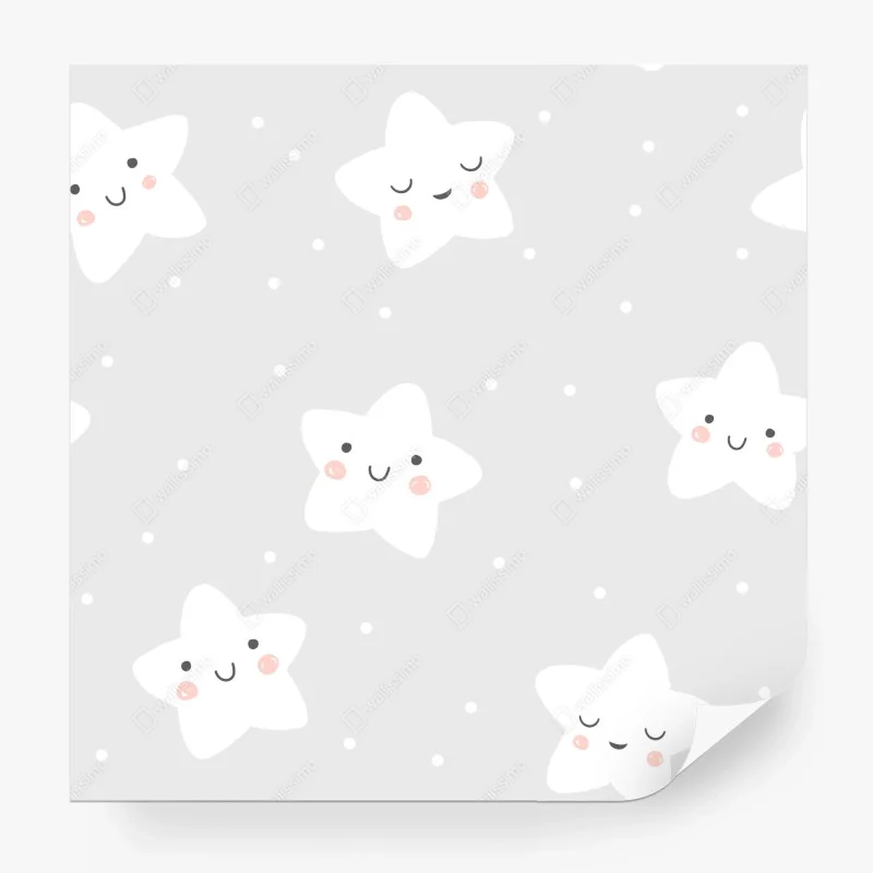 Fotomural estampado de estrellas sonrientes para cuarto infantil