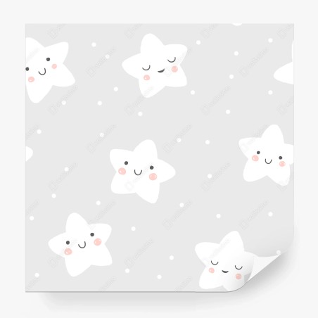 Fotomural estampado de estrellas sonrientes para cuarto infantil – Pixers®