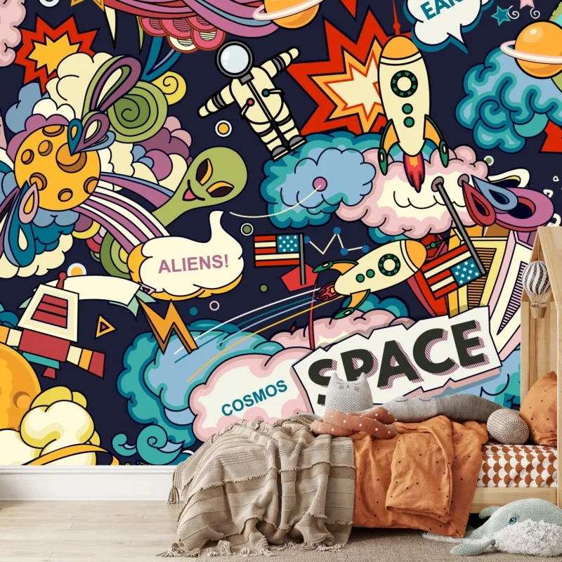 Fotomural ilustración pop del espacio