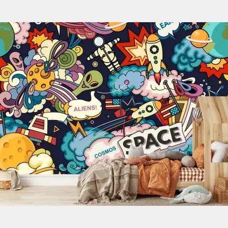 Fotomural ilustración pop del espacio – Pixers®