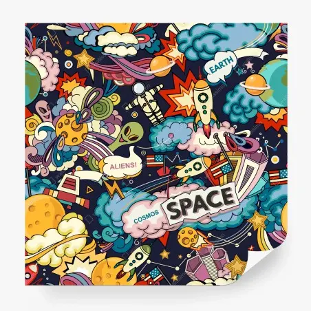 Fotomural ilustración pop del espacio – Pixers®