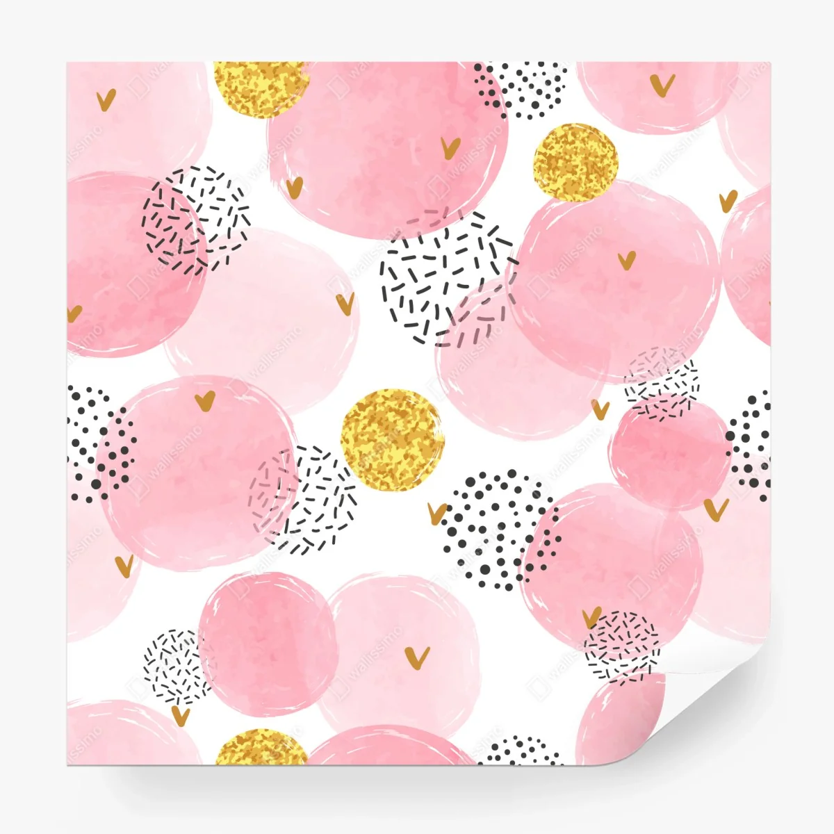 Fotomural patrón acuarela rosa con detalles dorados y corazones – Pixers® Fotomural patrón acuarela rosa con detalles dorados y corazones – Pixers®