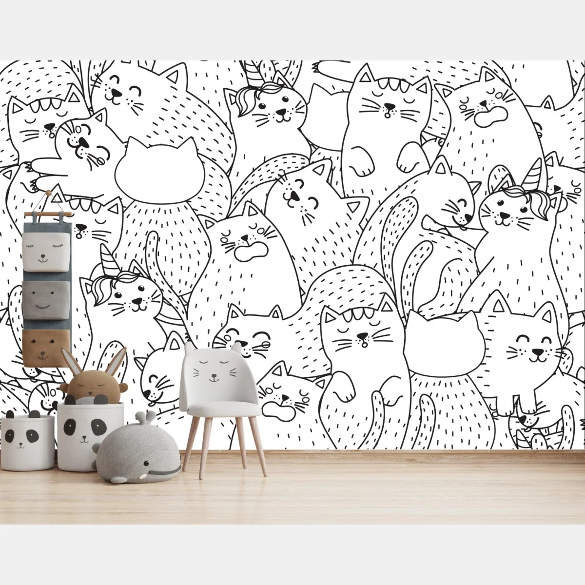 Fotomural patrón de gatos kawaii para colorear – Pixers® Fotomural patrón de gatos kawaii para colorear – Pixers®