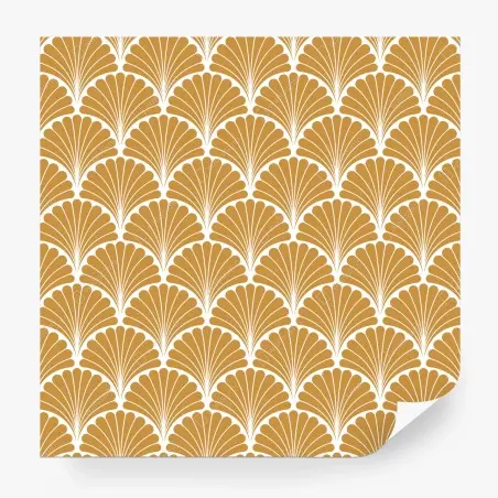 Fotomural patrón art déco de conchas doradas – Pixers®