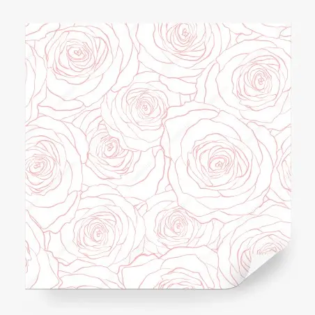 Fotomural diseño floral de rosas en contorno rosa – Pixers®
