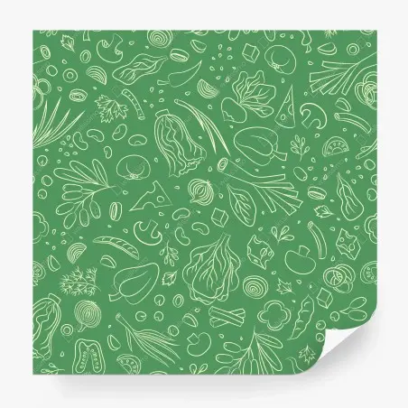 Fotomural diseño de verduras ilustradas sobre fondo verde – Pixers®