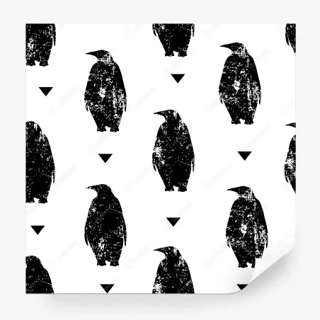 Fotomural diseño repetitivo de pingüinos en blanco y negro – Pixers®