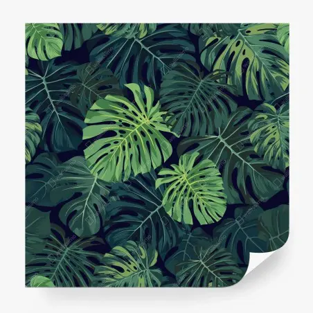 Fotomural patrón tropical de hojas de monstera en tonos verdes – Pixers®