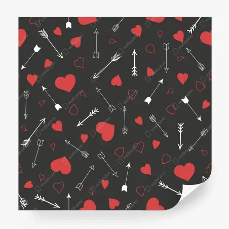 Fotomural patrón romántico de corazones y flechas – Pixers®