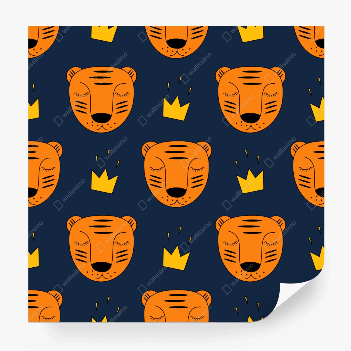 Fotomural patrón de tigres coronados para decoración infantil – Pixers®