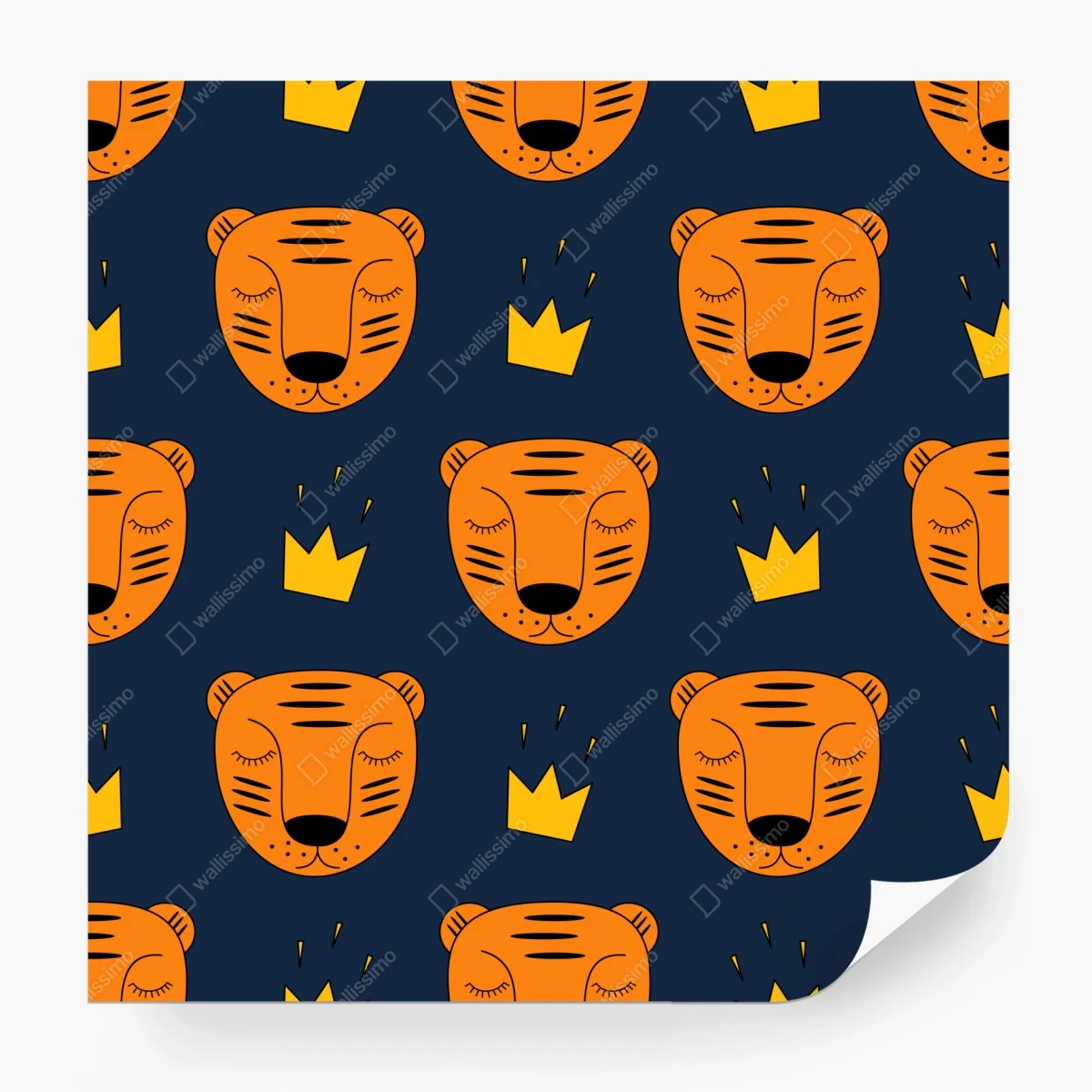 Fotomural patrón de tigres coronados para decoración infantil – Pixers®