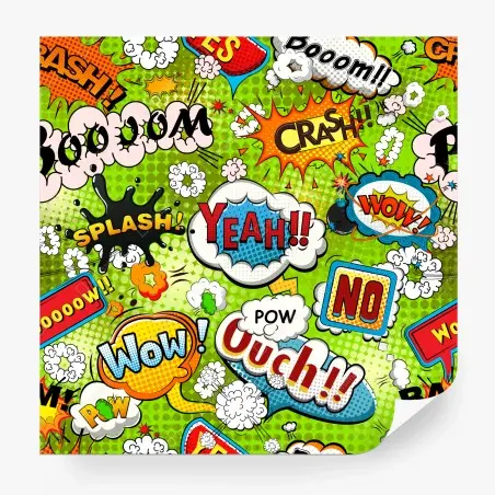 Fotomural diseño decorativo de cómic pop art con onomatopeyas vibrantes – Pixers®