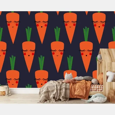 Fotomural patrón de zanahorias con caritas – Pixers®