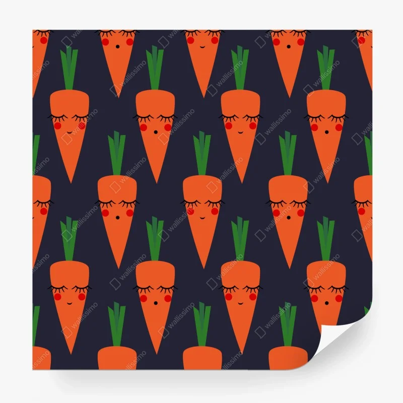 Fotomural patrón de zanahorias con caritas