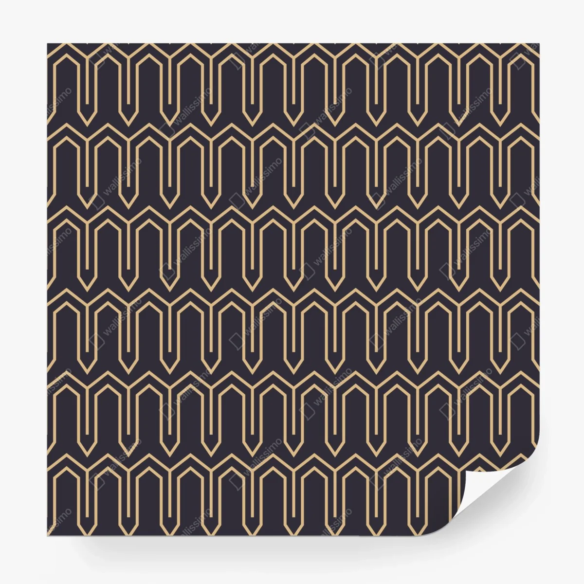 Fotomural patrón geométrico art déco en negro y dorado – Pixers®