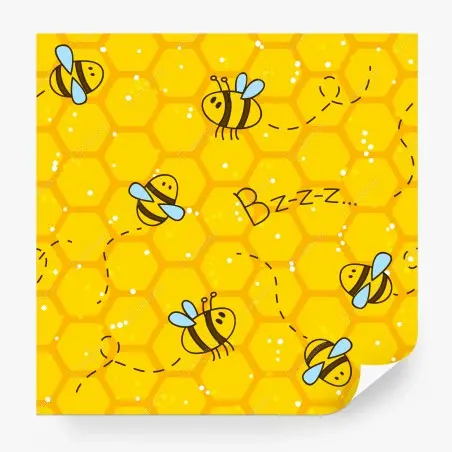 Fotomural patrón alegre de abejas y panal – Pixers®