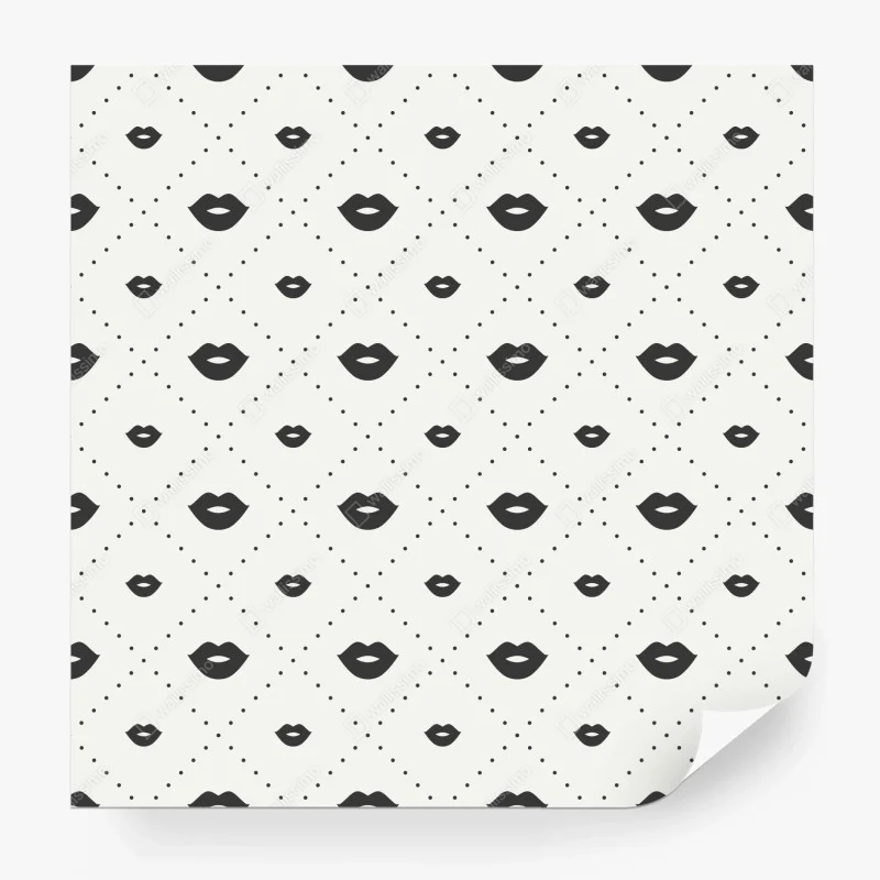 Fotomural patrón de labios minimalista en blanco y negro