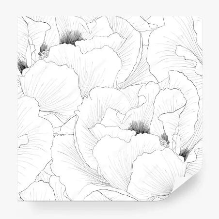 Fotomural diseño botánico en contorno blanco y negro – Pixers®