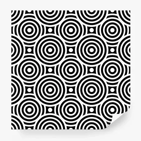 Fotomural patrón óptico de círculos concéntricos en blanco y negro – Pixers®